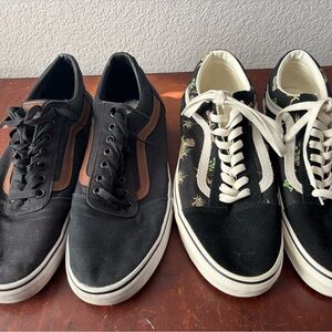 Vans bundle of 2 pairs of Old Skools, size 12 (Rattlesnake, Black canvas)